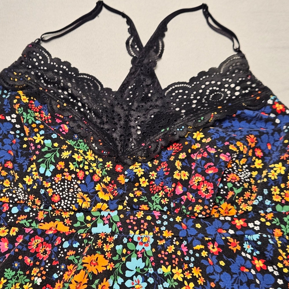 Cacique Sleep Nightgown Womens 18/20 Multicolor Floral Lace Racerback 1125977